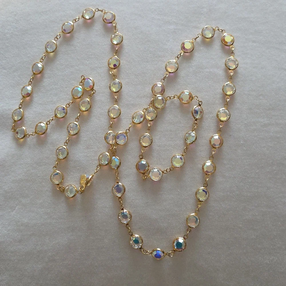 Vintage Swarovski Necklace 36 Inch bezel-set crystal Necklace - Picture 2 of 8